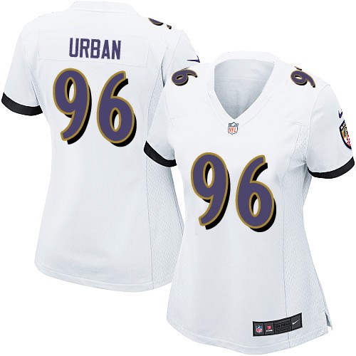 Women's Elite Brent Urban Nike Jersey White Road - #96 NFL Baltimore Ravens